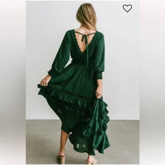 Baltic Born Hunter Green Pippa Ruffle Maxi Dress M - Picture 2 of 8